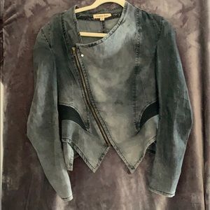 Gray Denim Fitted  Jacket